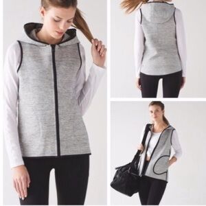 LULULEMON Reversible Thick Cotton Blend Sleeveless Hoodie Full Zip Vest Jacket